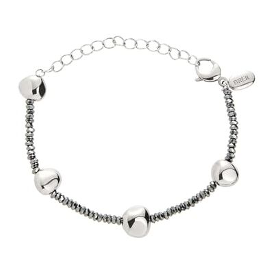 Breil B Rocks Damenarmband aus Hämatit und Edelstahl hergestellt, in der Farbe: Silber, Länge: 15 cm, TJ3288 Breil B Rocks Damenarmband aus Hämatit und Edelstahl hergestellt, in der Farbe: Silber, Länge: 15 cm, TJ3288