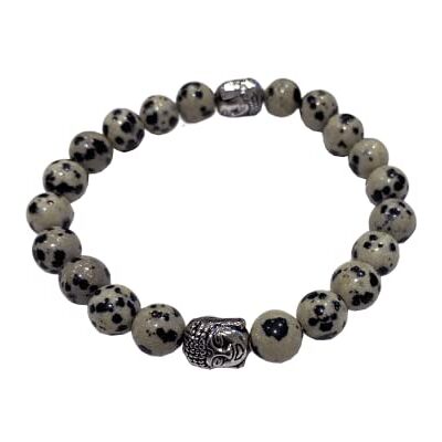 VIE Chakra Buddha-armband, dalmatiner, naturlig, en storlek VIE Chakra Buddha-armband, dalmatiner, naturlig, en storlek