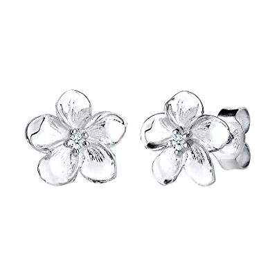 DIAMORE Elli DIAMONDS örhängen kvinnor Frangipani Blossom blommig med diamant (0,03 ct) i 925 sterlingsilver, övrigt, Diamant DIAMORE Elli DIAMONDS örhängen kvinnor Frangipani Blossom blommig med diamant (0,03 ct) i 925 sterlingsilver, övrigt, Diamant