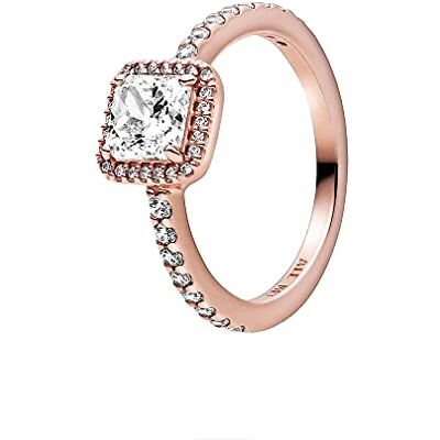 PANDORA Timeless elegant 14k roséguldpläterad ring med klar kubisk zirkonia, 58 PANDORA Timeless elegant 14k roséguldpläterad ring med klar kubisk zirkonia, 58