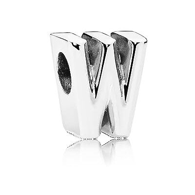 PANDORA Moments Buchstabe W wendbares Alphabet-Charm aus Sterling-Silber mit geprägten Herzen und Perlen an der Rückseite kompatibel mit Armbändern Moments Kollektion PANDORA Moments Buchstabe W wendbares Alphabet-Charm aus Sterling-Silber mit geprägten Herzen und Perlen an der Rückseite kompatibel mit Armbändern Moments Kollektion