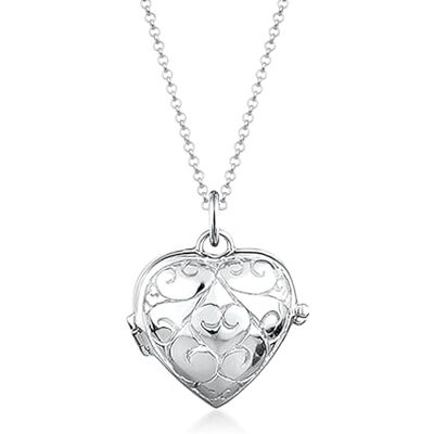 Elli halsband damer hjärta medaljong hänge prydnad i 925 sterlingsilver, 450, fasettad slipning, Utan Elli halsband damer hjärta medaljong hänge prydnad i 925 sterlingsilver, 450, fasettad slipning, Utan