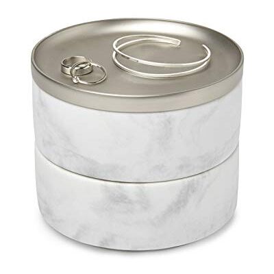 Umbra 299470-491 Tesora Jewelry Box, Two-Tier Resin Storage Container with Removable Lid, Marble/Nickel Umbra 299470-491 Tesora Jewelry Box, Two-Tier Resin Storage Container with Removable Lid, Marble/Nickel