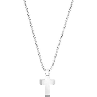 s.Oliver kedja med hänge rostfritt stål herrhalsband, 55+5 cm, silver, kors, Kommer i smyckespresentask, 2033914 s.Oliver kedja med hänge rostfritt stål herrhalsband, 55+5 cm, silver, kors, Kommer i smyckespresentask, 2033914