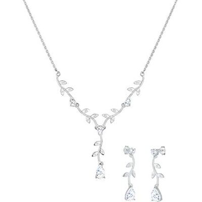 Elli smyckeset för kvinnor blomranka med zirkoniumkristaller i 925 sterlingsilver, 450, fasettad slipning, Kristall Elli smyckeset för kvinnor blomranka med zirkoniumkristaller i 925 sterlingsilver, 450, fasettad slipning, Kristall