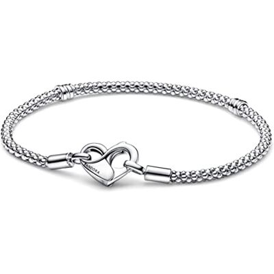 PANDORA Armband mit Infinity Herzverschluss aus Sterlingsilber in der Farbe Silber, Kompatibel mit Moments Armbänder, Länge: 21cm, 592453C00-21 PANDORA Armband mit Infinity Herzverschluss aus Sterlingsilber in der Farbe Silber, Kompatibel mit Moments Armbänder, Länge: 21cm, 592453C00-21