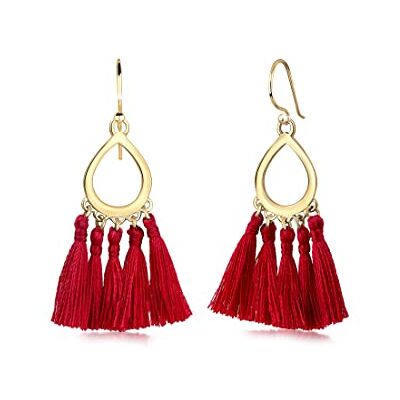 Elli örhängen damer hängande tapp tofs droppar festival i 925 sterling silver förgylld, Silver, Utan Elli örhängen damer hängande tapp tofs droppar festival i 925 sterling silver förgylld, Silver, Utan