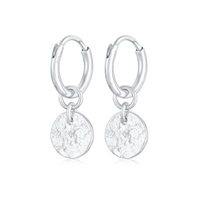Elli damer kreolska plattor hänge hamrad avtagbar i 925 sterlingsilver, En storlek, Sterlingsilver, Ingen ädelsten Elli damer kreolska plattor hänge hamrad avtagbar i 925 sterlingsilver, En storlek, Sterlingsilver, Ingen ädelsten