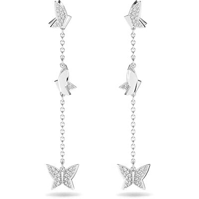 Swarovski Idyllia Lilia drop örhängen, fjäril, lång, vit, rodiumpläterad Swarovski Idyllia Lilia drop örhängen, fjäril, lång, vit, rodiumpläterad