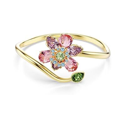 Swarovski Idyllia armring, Blandade snitt, Blomma, Flerfärgad, Guldfärgad, L Swarovski Idyllia armring, Blandade snitt, Blomma, Flerfärgad, Guldfärgad, L