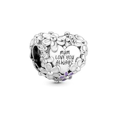 PANDORA Charm Blumiges Herz "Mum" Pink 791155C01 PANDORA Charm Blumiges Herz "Mum" Pink 791155C01