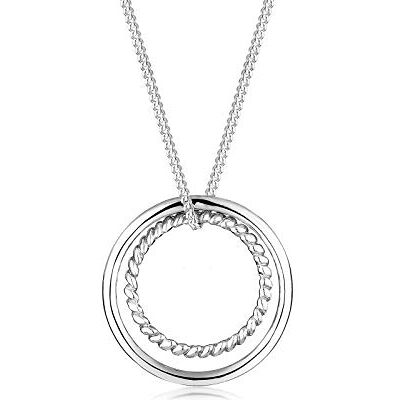 Elli kvinnors 925 sterlingsilver Xilion slipad rund cirkel hängen halsband, Sterlingsilver Elli kvinnors 925 sterlingsilver Xilion slipad rund cirkel hängen halsband, Sterlingsilver
