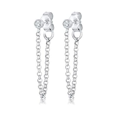 Elli örhängen dam stiftörhängen kedja trend geo med kristall i 925 sterlingsilver, fasettad slipning, kristall Elli örhängen dam stiftörhängen kedja trend geo med kristall i 925 sterlingsilver, fasettad slipning, kristall