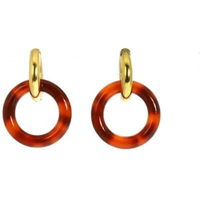 Les Cleias Beatrice dinglande örhängen, dubbla ringar i rostfritt stål och harts, Taille unique, Rostfritt stål Harts, Ingen ädelsten Les Cleias Beatrice dinglande örhängen, dubbla ringar i rostfritt stål och harts, Taille unique, Rostfritt stål Harts, Ingen ädelsten