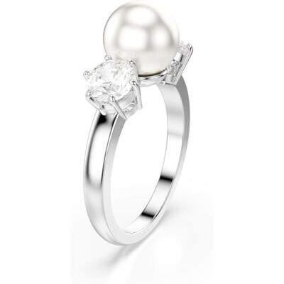 Swarovski Matrix ring, Kristallpärla, Rundskuren, Vit, Rhodiumpläterad Swarovski Matrix ring, Kristallpärla, Rundskuren, Vit, Rhodiumpläterad