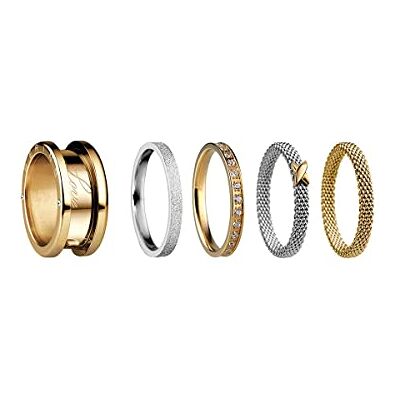 BERING Uppsättning ringar i silver och guld, för kvinnor, med en unik anordning för att vrida loss och byta, Symphony-Set-E BERING Uppsättning ringar i silver och guld, för kvinnor, med en unik anordning för att vrida loss och byta, Symphony-Set-E
