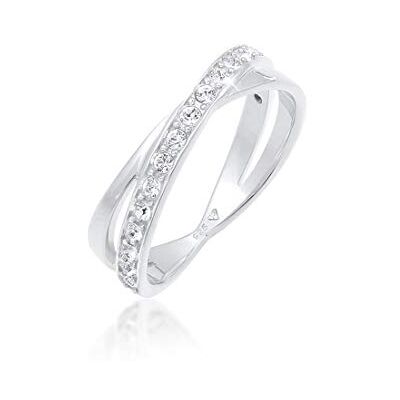 Elli Ring kvinnor elegant klassisk med Swarovski® kristaller i 925 sterlingsilver, 58, Fasettsnitt, Kristall Elli Ring kvinnor elegant klassisk med Swarovski® kristaller i 925 sterlingsilver, 58, Fasettsnitt, Kristall