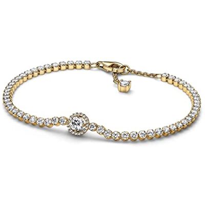 PANDORA Funkelnder Kranz Tennisarmband in 14 Karat Vergoldete Metalllegierung mit Künstlichen Kristallen, Gr.16, 569416C01-16 PANDORA Funkelnder Kranz Tennisarmband in 14 Karat Vergoldete Metalllegierung mit Künstlichen Kristallen, Gr.16, 569416C01-16