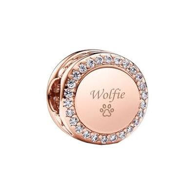 PANDORA Gravierbarer Funkelnder Knopf Charm aus rosévergoldeter Metalllegierung mit Zirkoniasteinen verziert, Kompatibel mit Moments, 788747C01 PANDORA Gravierbarer Funkelnder Knopf Charm aus rosévergoldeter Metalllegierung mit Zirkoniasteinen verziert, Kompatibel mit Moments, 788747C01