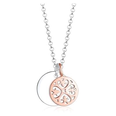 Elli Halsband damer ornament cirkel tvåfärg i 925 sterlingsilver Elli Halsband damer ornament cirkel tvåfärg i 925 sterlingsilver