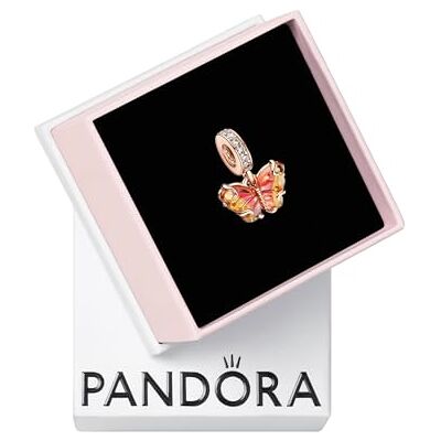 PANDORA Moments Rosafarbener & Gelber Murano-Glas Schmetterling Charm-Anhänger aus Sterling Silber mit rosévergoldeter Metalllegierung, Kompatibel mit ME und Moments Armbändern, 782698C01 PANDORA Moments Rosafarbener & Gelber Murano-Glas Schmetterling Charm-Anhänger aus Sterling Silber mit rosévergoldeter Metalllegierung, Kompatibel mit ME und Moments Armbändern, 782698C01