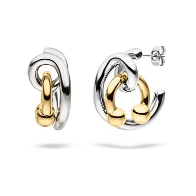 LIEBESKIND BERLIN Urban Chic örhänge – örhänge i rostfritt stål – tvåfärgad silver/IP guld – 2,4 cm – spänne – vattentät och hudvänlig LIEBESKIND BERLIN Urban Chic örhänge – örhänge i rostfritt stål – tvåfärgad silver/IP guld – 2,4 cm – spänne – vattentät och hudvänlig