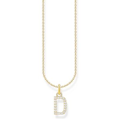 THOMAS SABO halsband med bokstav D, guldpläterat silver med zirkoniumoxid, KE2243-414-14 THOMAS SABO halsband med bokstav D, guldpläterat silver med zirkoniumoxid, KE2243-414-14