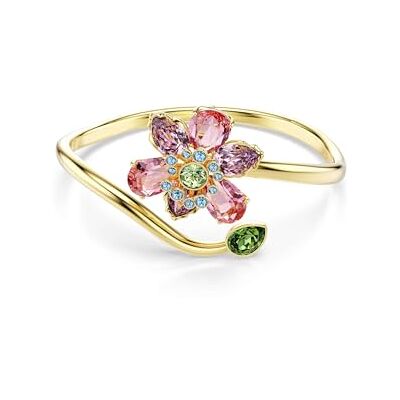 Swarovski Idyllia armring, Blandade snitt, Blomma, Flerfärgad, Guldfärgad, M Swarovski Idyllia armring, Blandade snitt, Blomma, Flerfärgad, Guldfärgad, M