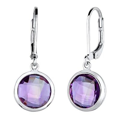 Elli Örhängen dam med ametist ädelsten lila i 925 sterlingsilver Elli Örhängen dam med ametist ädelsten lila i 925 sterlingsilver