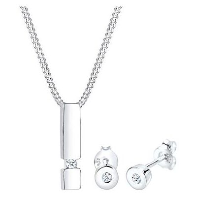 DIAMORE Elli DIAMONDS Smyckeset Smycken Dam, Örhängen Geo Hänge Solitaire med Diamant (0,09 ct.) i 925 Sterlingsilver, 450 DIAMORE Elli DIAMONDS Smyckeset Smycken Dam, Örhängen Geo Hänge Solitaire med Diamant (0,09 ct.) i 925 Sterlingsilver, 450