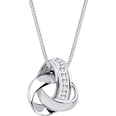 Elli Halsband dam knut hänge med kristaller i 925 sterlingsilver, 450, fasettslipning, Utan Elli Halsband dam knut hänge med kristaller i 925 sterlingsilver, 450, fasettslipning, Utan