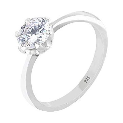 Elli Ensam ring för kvinnor, med zirkonium, sten, briljant slipad vit, 925 sterlingsilver, silver, 52 EU, Kristall, Kubisk zirkonia Elli Ensam ring för kvinnor, med zirkonium, sten, briljant slipad vit, 925 sterlingsilver, silver, 52 EU, Kristall, Kubisk zirkonia