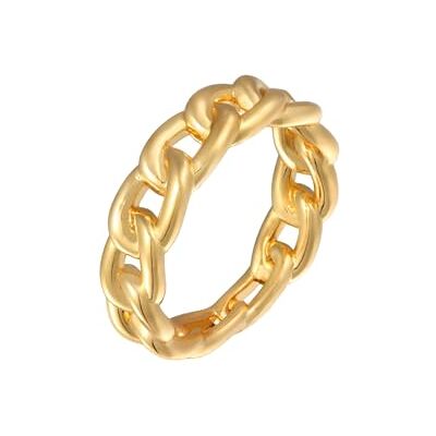 Elli Ring damband länkar kedja utseende trend guldfärger, Mässing, Ingen ädelsten Elli Ring damband länkar kedja utseende trend guldfärger, Mässing, Ingen ädelsten