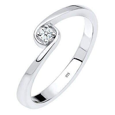 DIAMORE Elli diamanter ring kvinnor solitaire förlovning med diamant (0,03 ct.) i 925 sterlingsilver, 54, övrigt, Diamant DIAMORE Elli diamanter ring kvinnor solitaire förlovning med diamant (0,03 ct.) i 925 sterlingsilver, 54, övrigt, Diamant