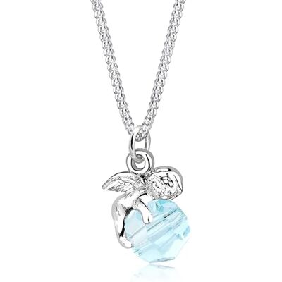 Elli halsband damer hänge ängel med kristall i 925 sterlingsilver, 450, fasettad slipning, Kristall Elli halsband damer hänge ängel med kristall i 925 sterlingsilver, 450, fasettad slipning, Kristall