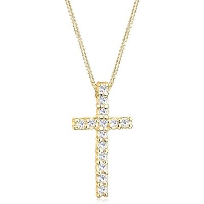 Elli Kvinnors äkta smyckeshalsband kors religion med Swarovski-kristaller i 925 sterlingsilver, 45 cm, Sterlingsilver, Kristall Elli Kvinnors äkta smyckeshalsband kors religion med Swarovski-kristaller i 925 sterlingsilver, 45 cm, Sterlingsilver, Kristall