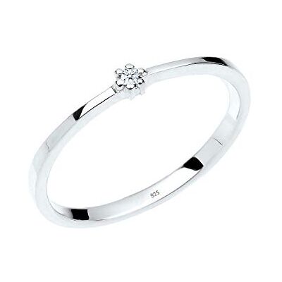 DIAMORE Elli DIAMONDS ring för kvinnor förlovningsring med diamant i 925 sterlingsilver (0,015 ct.), 58 EU, fasettad slipning, Diamant DIAMORE Elli DIAMONDS ring för kvinnor förlovningsring med diamant i 925 sterlingsilver (0,015 ct.), 58 EU, fasettad slipning, Diamant