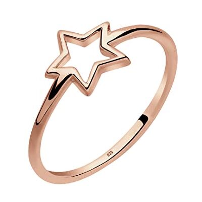 Elli damring trendssymbol stjärna stjärna rosé förgyllt silver 925, 52 EU, fasettad slipning, Utan Elli damring trendssymbol stjärna stjärna rosé förgyllt silver 925, 52 EU, fasettad slipning, Utan