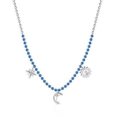 Brosway CHANT Halsband för kvinnor av rostfritt stål med kristaller i färgen blå, längd: 45 cm, BAH61 Brosway CHANT Halsband för kvinnor av rostfritt stål med kristaller i färgen blå, längd: 45 cm, BAH61