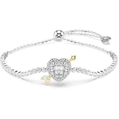 Swarovski Idyllia armband, Blandade snitt, Hjärta med pil, Vit, Rodiumpläterad Swarovski Idyllia armband, Blandade snitt, Hjärta med pil, Vit, Rodiumpläterad