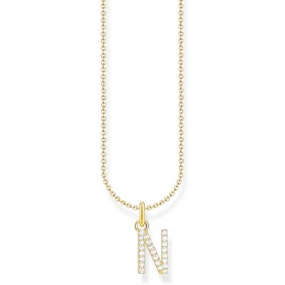 THOMAS SABO halsband med bokstav N, guldpläterat silver med zirkoniumoxid, KE2253-414-14 THOMAS SABO halsband med bokstav N, guldpläterat silver med zirkoniumoxid, KE2253-414-14