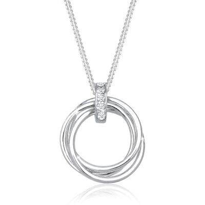 DIAMORE Elli DIAMONDS Halsband damer cirkel trio hänge med diamant (0,025 ct.) 925 sterling silver, 45cm, fasettad slipning, Diamant DIAMORE Elli DIAMONDS Halsband damer cirkel trio hänge med diamant (0,025 ct.) 925 sterling silver, 45cm, fasettad slipning, Diamant