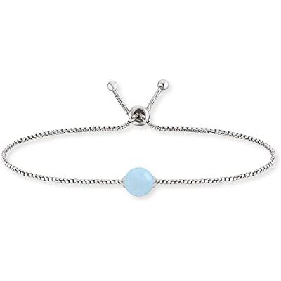 Engelsrufer Damen Armband aus Sterling Silber und blauer Achat Kraftstein Anhänger, verstellbarer Schiebeverschluss, nickelfrei, ERB-LILGEM-BA Engelsrufer Damen Armband aus Sterling Silber und blauer Achat Kraftstein Anhänger, verstellbarer Schiebeverschluss, nickelfrei, ERB-LILGEM-BA