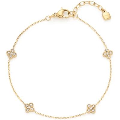 JEWELS BY LEONARDO armband Ciao Lisette, armsmycken av guldfärgat rostfritt stål, fyra fina blomformade zirkoniaelement, 18–20,5 cm längd, smycke present för kvinnor, 025746 JEWELS BY LEONARDO armband Ciao Lisette, armsmycken av guldfärgat rostfritt stål, fyra fina blomformade zirkoniaelement, 18–20,5 cm längd, smycke present för kvinnor, 025746