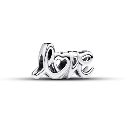 PANDORA Moments Handgeschriebenes Liebe Charm aus Sterling Silber, Kompatibel Moments Armbändern, 793055C00 PANDORA Moments Handgeschriebenes Liebe Charm aus Sterling Silber, Kompatibel Moments Armbändern, 793055C00