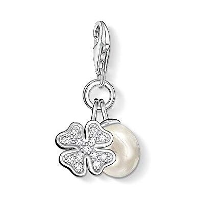 THOMAS SABO Kvinnor berlock hänge klöverblad sötvattenspärlor berlock klubb 925 sterlingsilver 0831-167-14 THOMAS SABO Kvinnor berlock hänge klöverblad sötvattenspärlor berlock klubb 925 sterlingsilver 0831-167-14