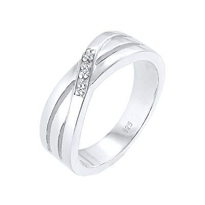 DIAMORE Elli DIAMONDS ring damer cross over förlovning med diamant (0,015 ct.) 925 sterling silver, 58 EU, fasettad slipning, Diamant DIAMORE Elli DIAMONDS ring damer cross over förlovning med diamant (0,015 ct.) 925 sterling silver, 58 EU, fasettad slipning, Diamant