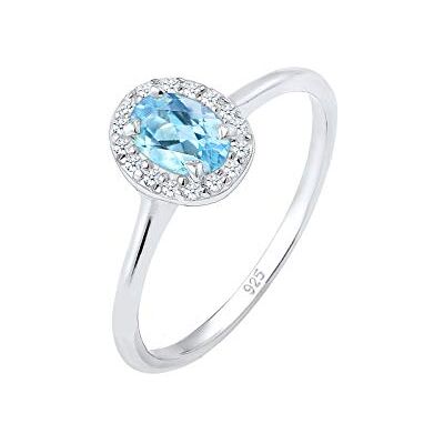 Elli diamanter-ring för kvinnor, förlovningsring, topas med diamant (0,08 ct) i 925 sterlingsilver, 54, Sterlingsilver, Diamant Elli diamanter-ring för kvinnor, förlovningsring, topas med diamant (0,08 ct) i 925 sterlingsilver, 54, Sterlingsilver, Diamant