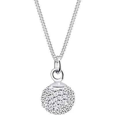 Elli halsband halsband boll hänge kristaller 925 sterlingsilver, 45, Sterlingsilver, Kristall Elli halsband halsband boll hänge kristaller 925 sterlingsilver, 45, Sterlingsilver, Kristall