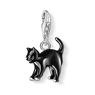 THOMAS SABO Dam berlock katt svart berlock klubb 925 sterlingsilver 0701-007-11, Emalj, Ingen ädelsten THOMAS SABO Dam berlock katt svart berlock klubb 925 sterlingsilver 0701-007-11, Emalj, Ingen ädelsten